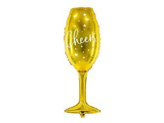 Foil balloon - Glass - Cheers - Gold - 28 x 80 cm