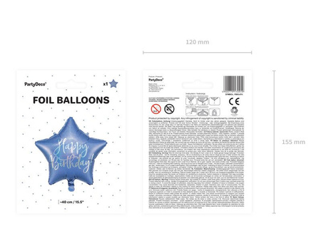 Foil balloon - Happy Birthday star! - Navy blue - 40 cm