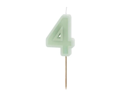 Birthday candle - Number 4 - Green - 6cm