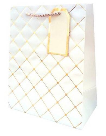 Decorative Gift Bag - Cream - Quilted - 26x32x12cm