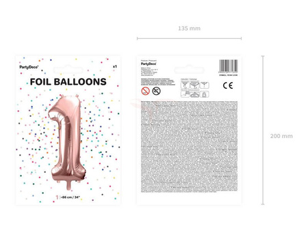 Foil balloon - Number "1" - Pink gold - 86 cm