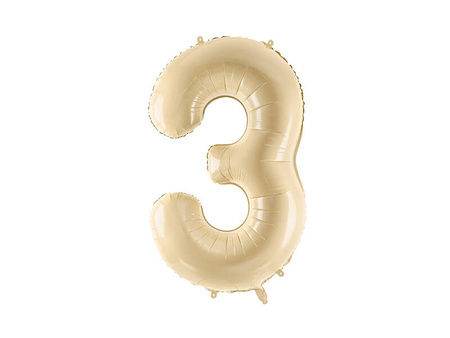 Foil balloon - Number 3 - beige - 72 cm