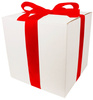 WHITE CARDBOARD BOX - with red ribbon - 30x30x30cm