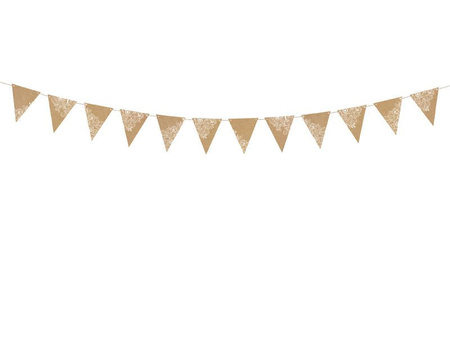 Garland - Flags - Kraft - White patterns - 210 cm