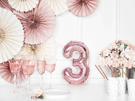 Foil balloon - Number "3" - Pink gold - 35 cm 