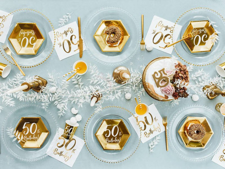 Birthday plates - 50th Birthday! - Gold - 6 pieces 