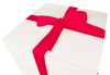 WHITE CARDBOARD BOX - with dark pink ribbon - 40x40x30cm