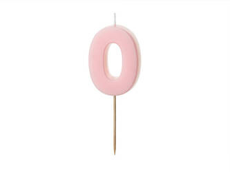 Birthday candle - Number 0 - light pink - 5,5cm - 1pc.