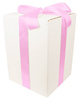 WHITE CARDBOARD BOX - with pink ribbon - 35x25x25cm