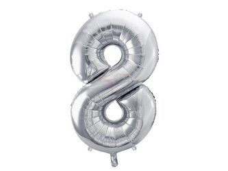 Foil balloon - Number "8" - Silver - 86 cm