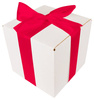 WHITE CARDBOARD BOX - with dark pink ribbon - 20x20x20cm