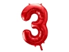 Foil balloon Number "3" Three - 86 cm - red