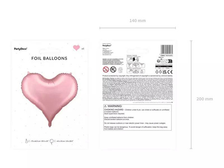 Foil balloon Heart - 75x64,5 cm - light pink