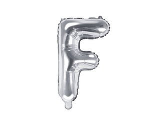 Foil balloon - Letter "F" - Silver - 35 cm