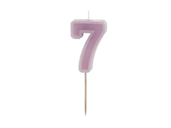 Birthday candle - Number 7 - Purple - 6cm