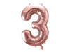 Foil balloon - Number "3" - Pink gold - 86 cm