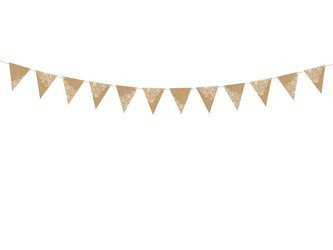 Garland - Flags - Kraft - White patterns - 210 cm