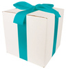 WHITE CARDBOARD BOX - with turquoise ribbon - 25x25x25cm