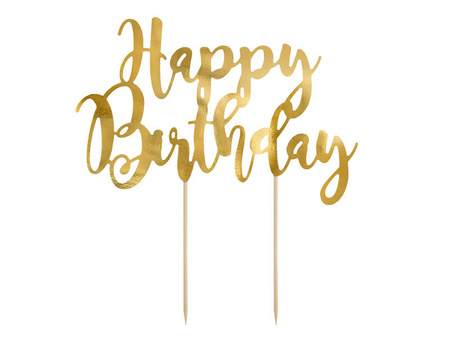 Cake topper inscription Happy Birthday - Gold - 22.5cm