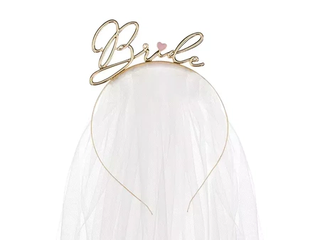 Headband with veil - Bride - Gold