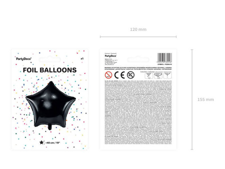 Foil balloon - Star - Black - 48 cm