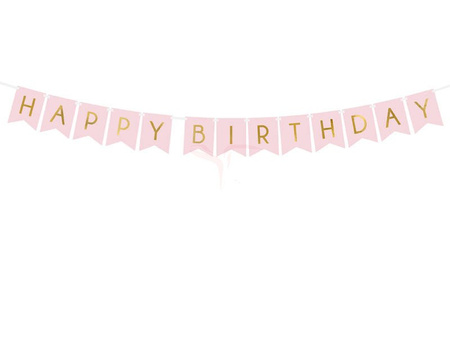 Birthday banner - Happy Birthday - Bright pink - 15 x 175 cm