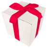 WHITE CARDBOARD BOX - with dark pink ribbon - 25x25x25cm