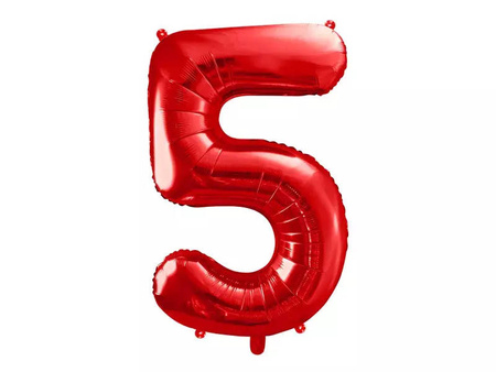 Foil balloon Numeral "5" Five - 86 cm - red