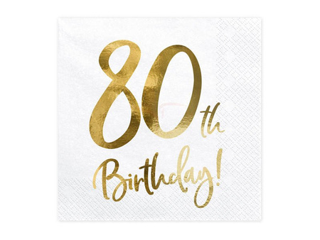 Paper napkins - 80th Birthday! - White - 33x33cm - 20 pieces