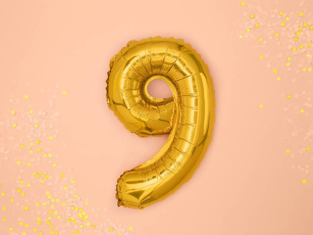 Foil balloon - Number "9" - Gold - 35 cm 