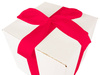 WHITE CARDBOARD BOX - with dark pink ribbon - 25x25x25cm