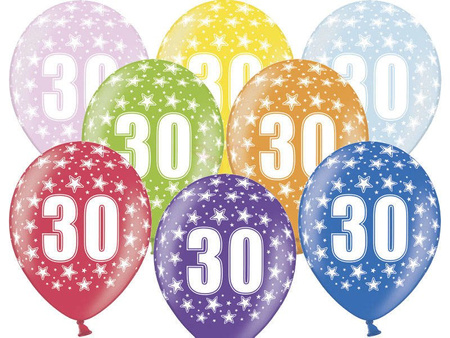 Strong 30cm Balloons - 30th Birthday - Metallic Mix - 50 pieces