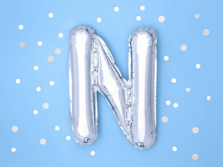 Foil balloon - Letter "N" - Silver - 35 cm