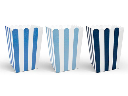 Popcorn boxes - Blue - 7.5 x 7.5 x 12.5 cm - 6 pieces