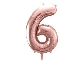 Foil balloon - Number "6" - Pink gold - 86 cm