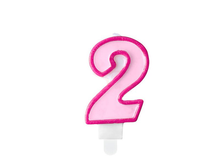 Birthday candle - Number 2 - Pink - 7 cm