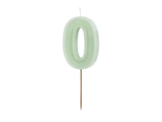 Birthday candle - Number 0 - Green - 6cm