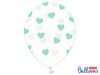 Strong 30cm Balloons - Crystal Clear - Mint Hearts - 6 pieces