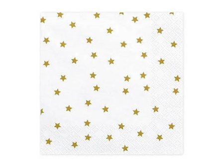 Paper napkins - White with gold stars - 20 pieces