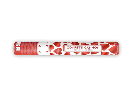 Confetti Tube - Hearts - Red - 40cm