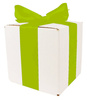 WHITE CARDBOARD BOX - with green ribbon - 15x15x15cm