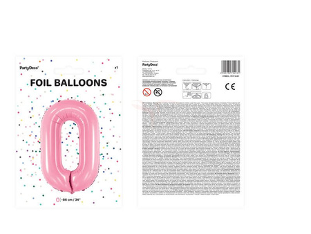 Foil balloon - Number "0" - Pink - 86cm 