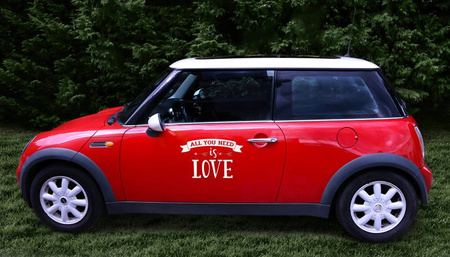 Wedding sticker for car - All You Need Is Love - 33 x 45 cm