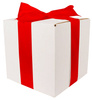 WHITE CARDBOARD BOX - with red ribbon - 20x20x20cm