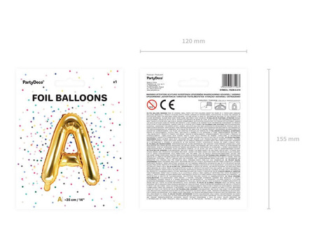 Foil balloon - Letter "A" - Gold - 35 cm