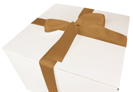 WHITE CARDBOARD BOX - with light gold ribbon - 40x40x30cm