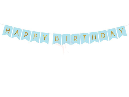 Birthday banner - Happy Birthday - Light blue - 15 x 175 cm