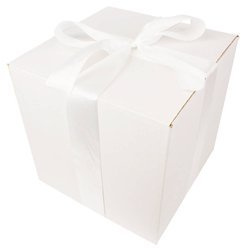 WHITE CARDBOARD BOX - with light cream ribbon - 30x30x30cm