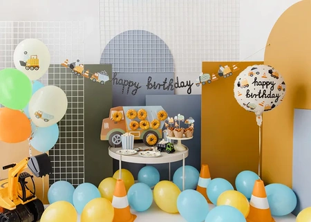 Banner - Happy Birthday - Construction vehicles - 2 m