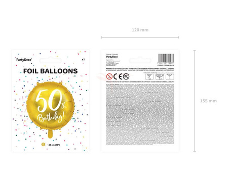 Foil Balloon - Round - 50th Birthday! - Gold - 45cm